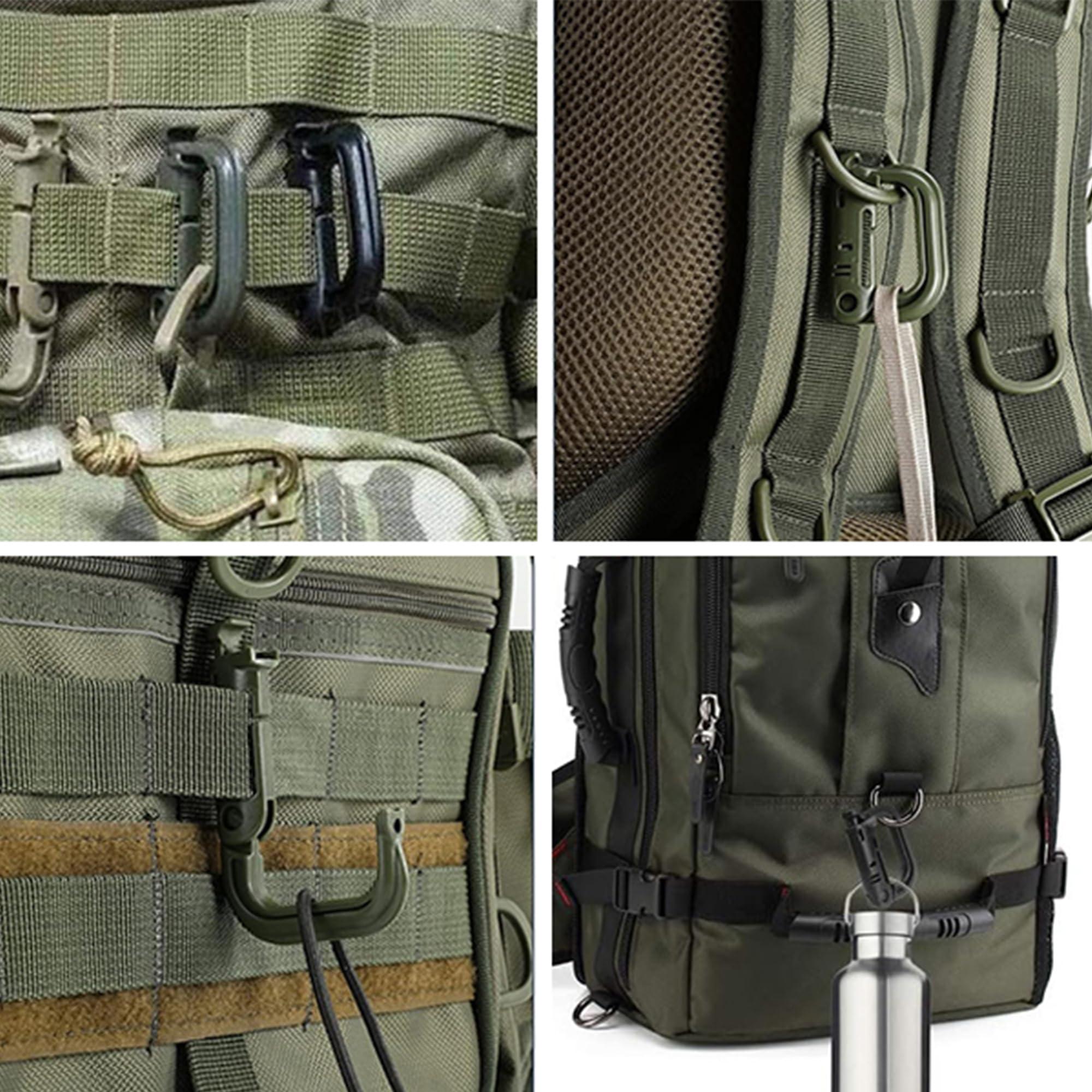 LULUQUEEN 10 Pcs Multipurpose D-Ring Grimlock Locking Hanging Hook Tactical Link Snap Keychain for Molle Webbing