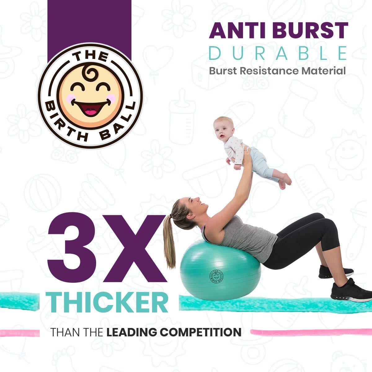The Birth Ball The Birth Ball - Birthing Ball for Pregnancy & Labor - 18 Page Pregnancy Ball Exercises Guide by Trimester - Non Slip Socks - How to Dilate, Induce, & Reposition Baby for Mom 65cm