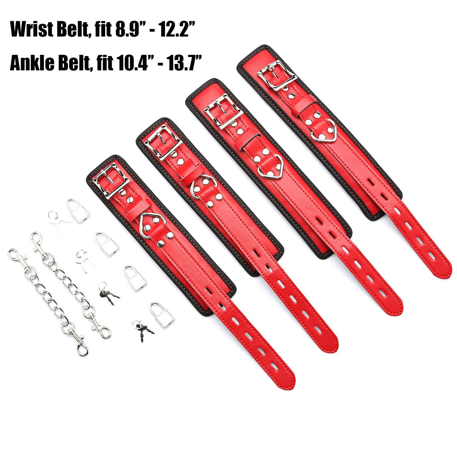 EXREIZST EXREIZST Adjustable Expandable Black Spreader Bar with Red Leather Straps Sports Exercise Training System Set Kit