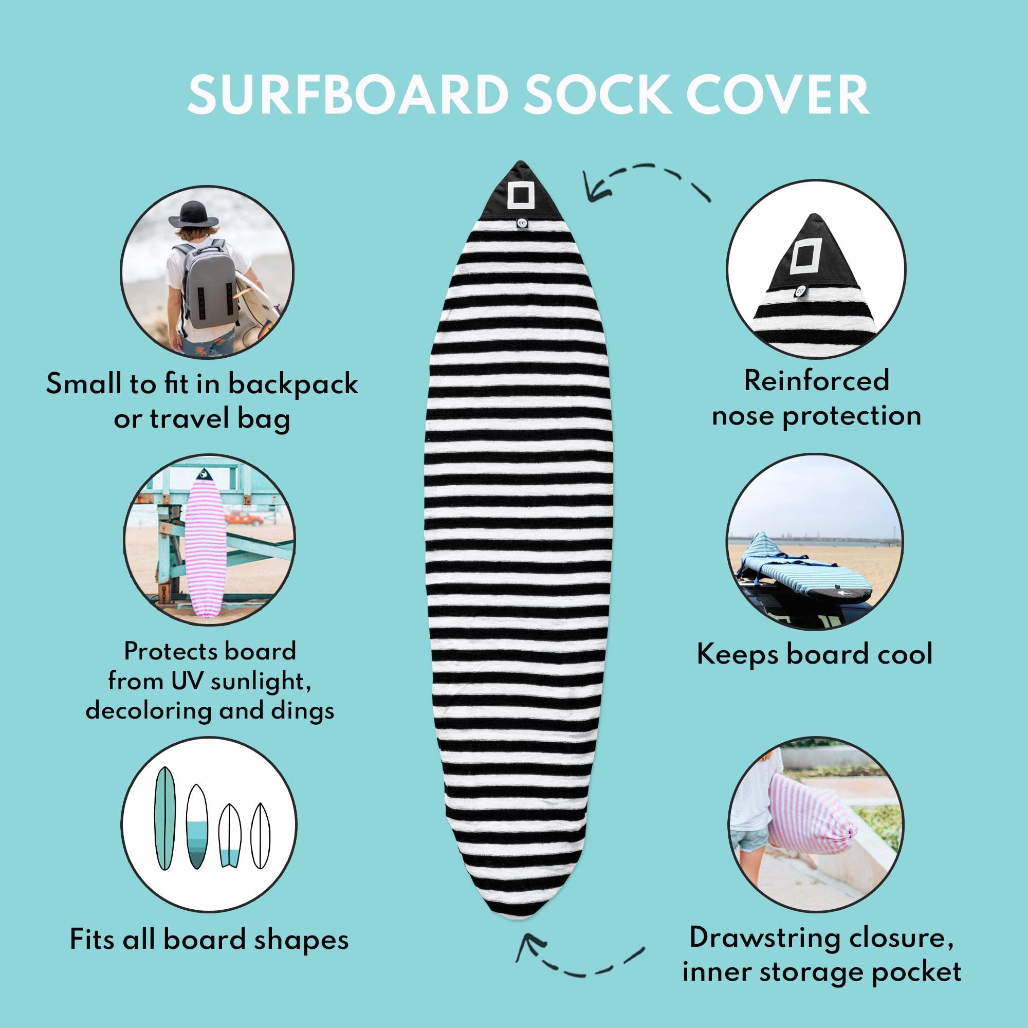PAMGEA PAMGEA Surf Squared Surfboard Sock Cover and Paddleboard Cover - Lightweight Stretch Protective Surfboard Bag - Surfing Accessories - Shortboard, Longboard, Hybrid, Wakesurf, Standup Paddleboard SUP