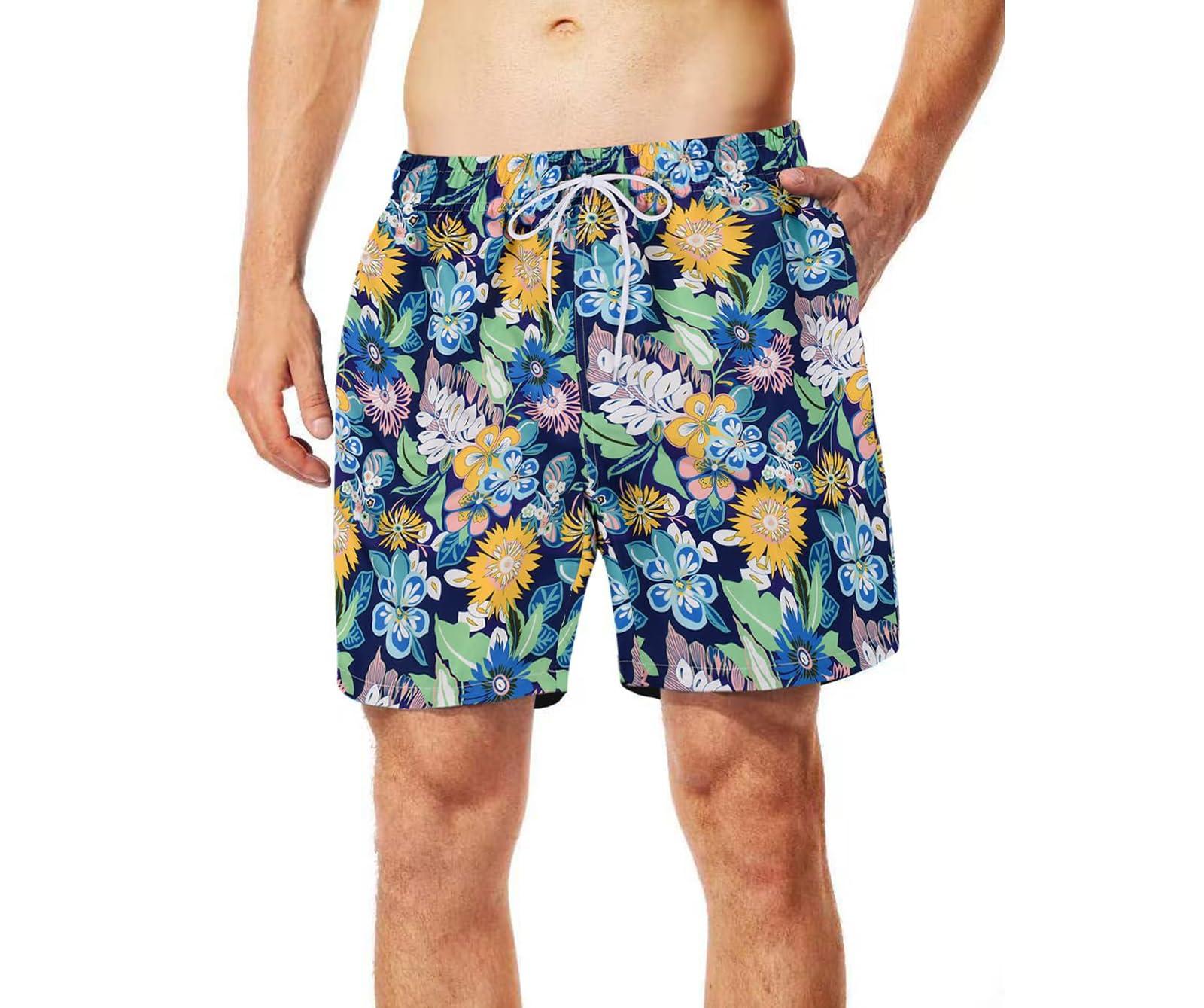 Lansbojun Lansbojun Mens Swim Trunks Funny Swim Shorts Quick Dry Lightweight Bathing Suits Sunflower 2XL