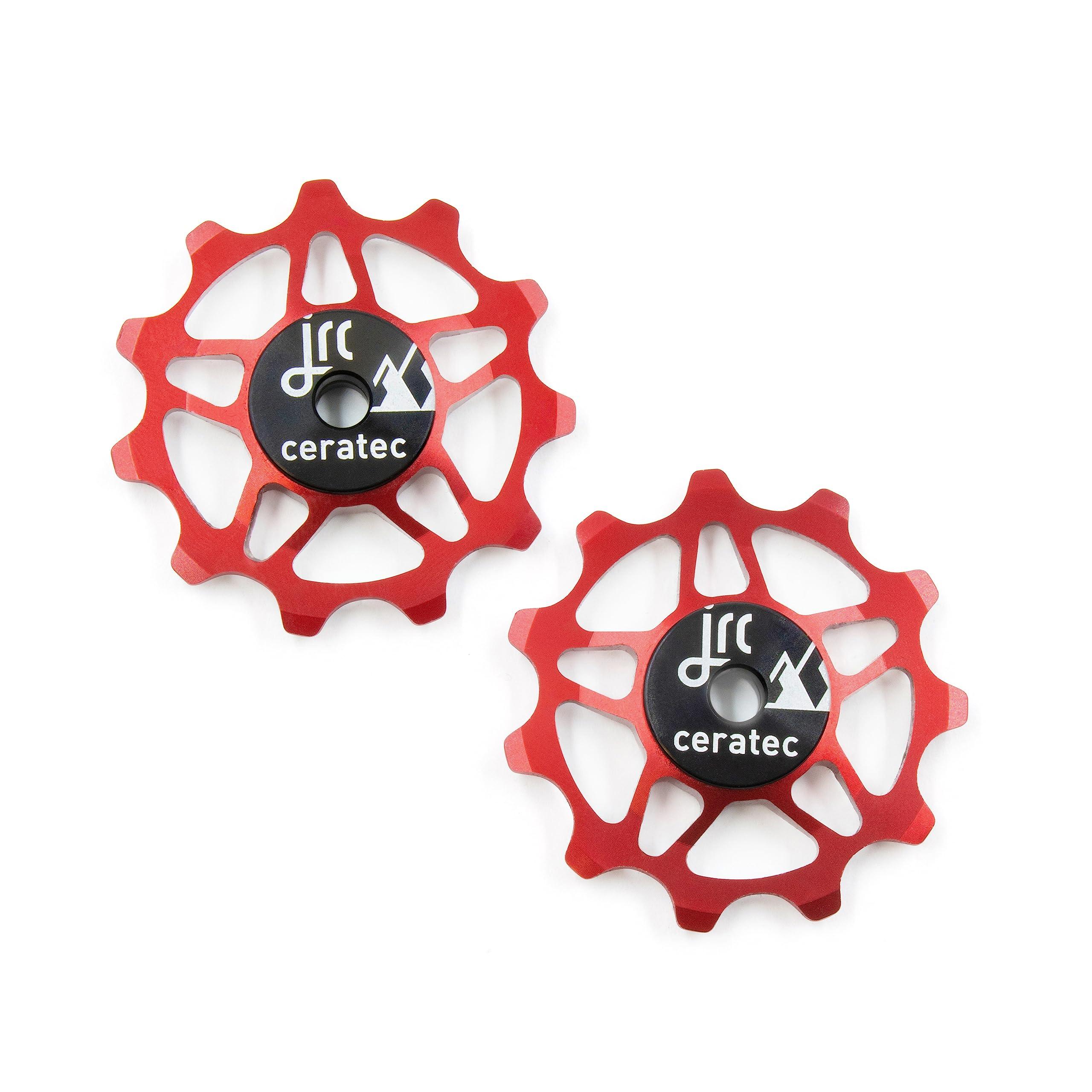 JRC Components JRC Components 11T Ceramic Pulley Wheels | Compatible with Shimano Dura Ace R9250 | Hybrid Ceramic Derailleur Pulley Wheel Suitable with Shimano 12 Speed | Rear Derailleur Pulley Wheels - Red
