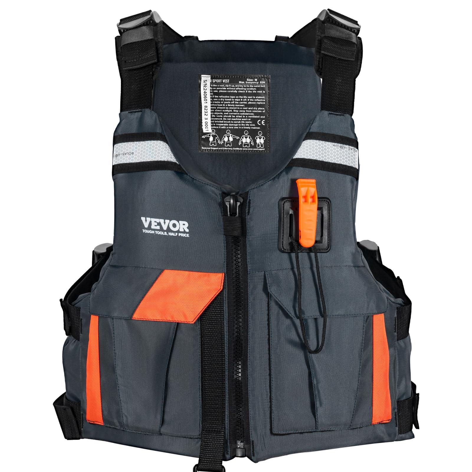 VEVOR VEVOR Life Vest for Watersports (PFD), Life Jacket with Waterproof Nylon & 85N Buoyancy, Life Vest/Jacket for Any Water Activity-Fishing, Kayaking, Surfing and More, Men and Women M