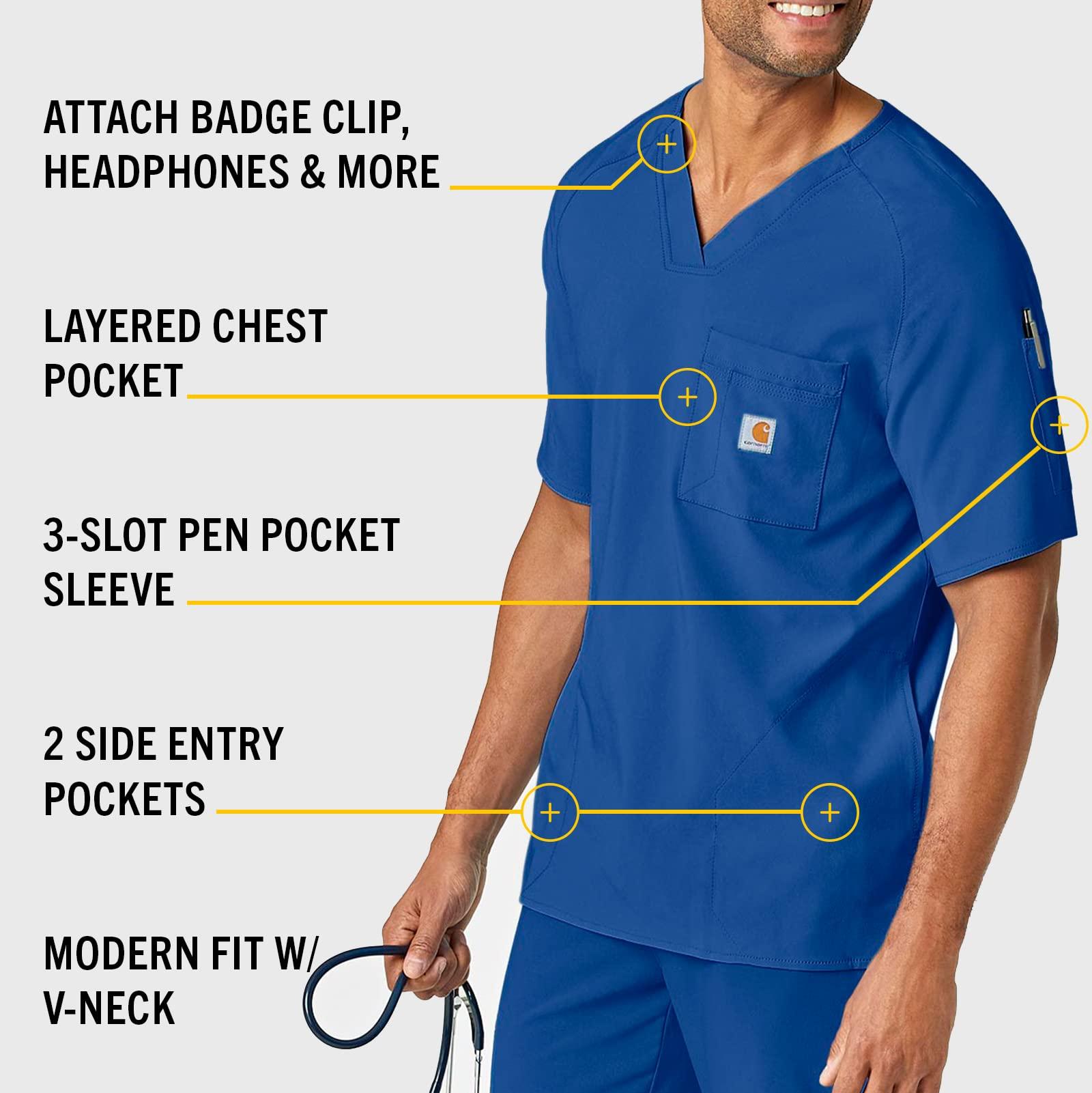 Carhartt Carhartt Force Cross-Flex Mens Micro-Ripstop Scrub Top Royal, Medium