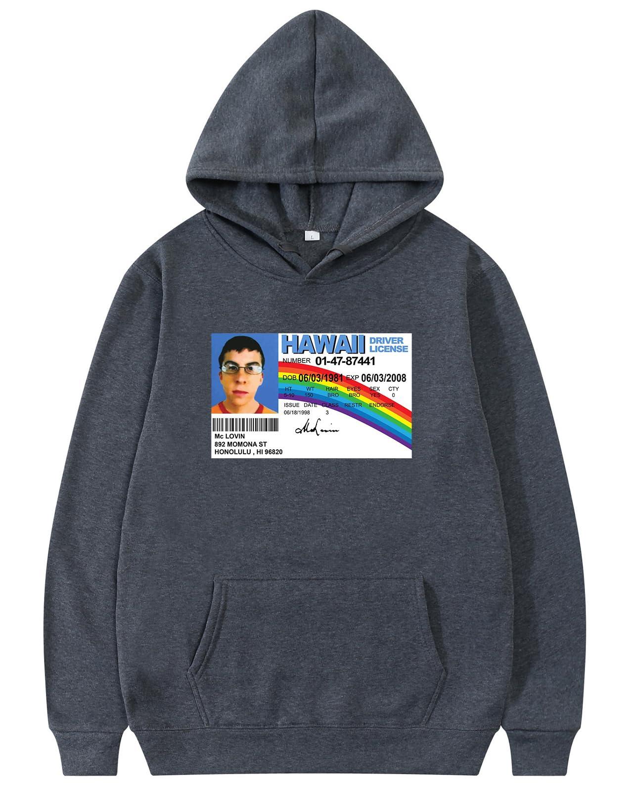 TPTITGC TPTITGC McLovin ID Hoodie for Men Classic Sweatshirt Soft Pullover Fashion Super Movie Bad DarkGrey S