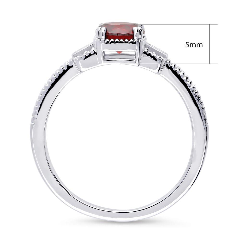 BERRICLE BERRICLE Sterling Silver Vintage Inspired Art Deco Red Cubic Zirconia CZ Fashion Ring for Women, Rhodium Plated Size 6