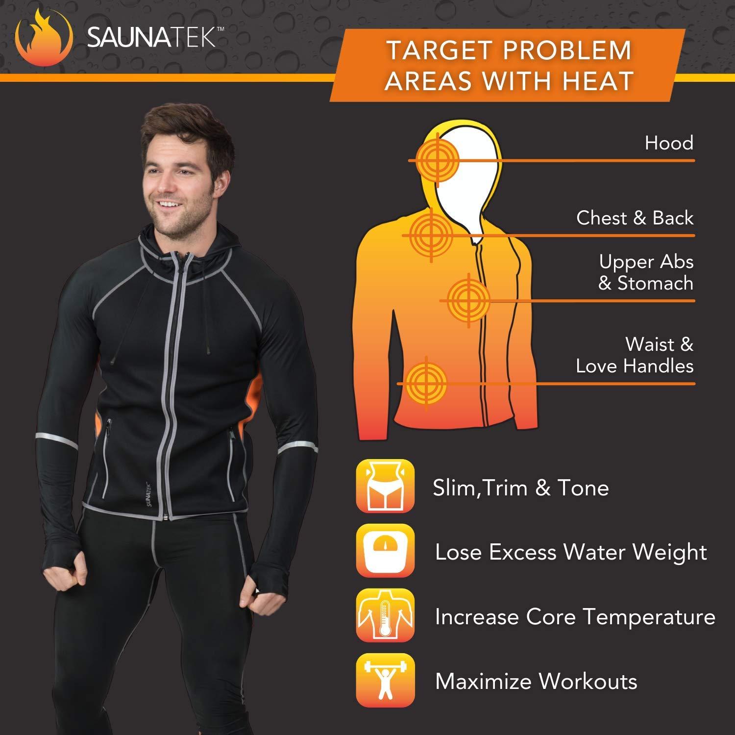 SaunaTek SaunaTek Men\'s Sauna Hooded Jacket Sweat Suit for Exercise and Heat Training, Neoprene, XX-Large