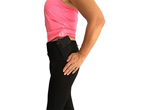 AlphaHolster AlphaHolster Women's Side Draw Belly Band Gun Holster with Dual Magazine Holster, Left or Right Hand Draw Concealed Carry (X-Large Black)