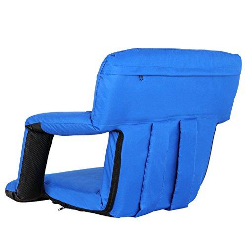 LEMY LEMY 5 Reclining Positions Adjustable Stadium Seat for Bleachers Portable Water Resistant Stadium Chair with Back/Arms/Cushion for Outdoor or Indoor(2 PCS, Blue)