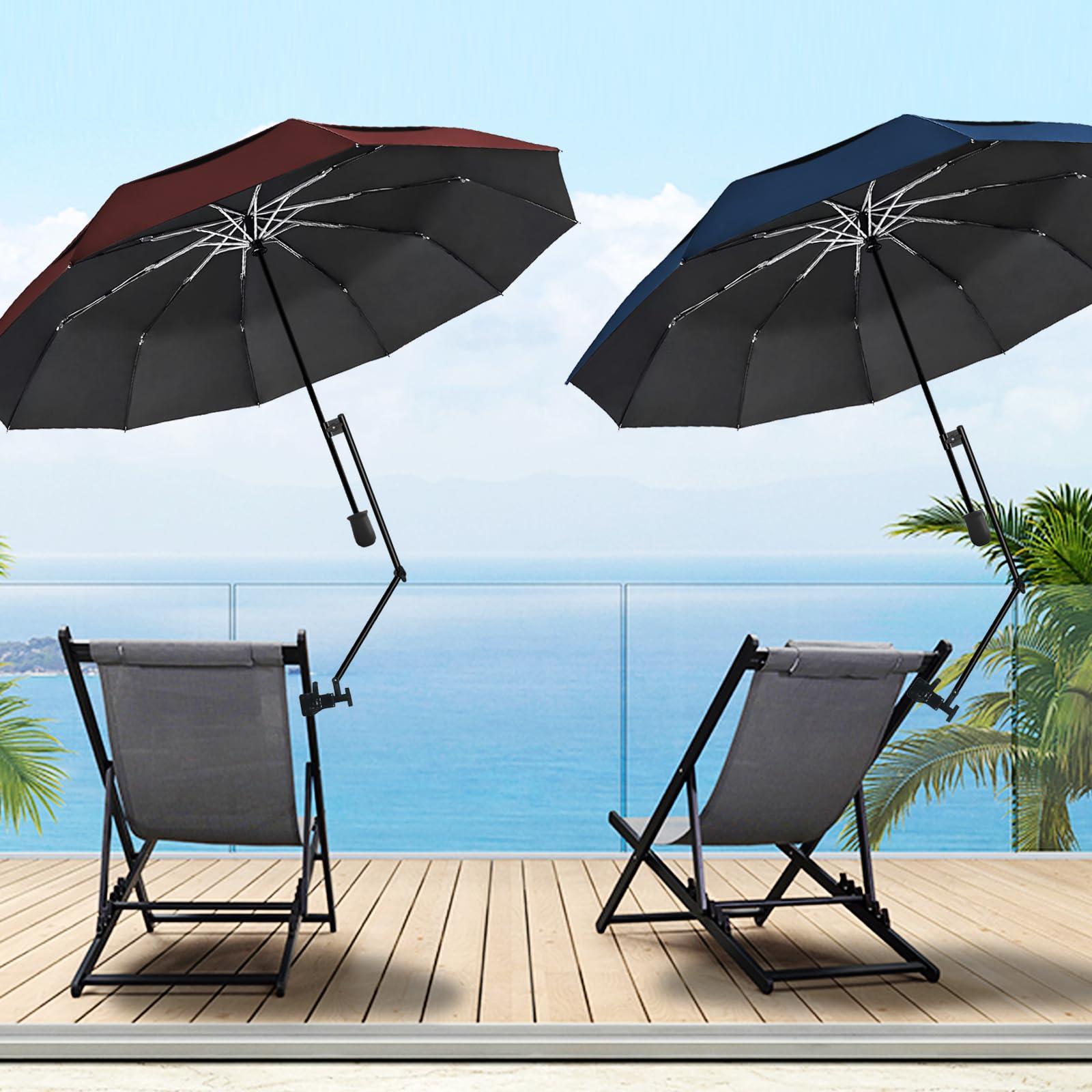HOBVO HOBVO UPF 50+ Golf Umbrella with Adjustable Universal Clamp Portable Umbrellas for Rain, Manual Open & Close, for Beach Chair, Golf Cart, Stroller, Bleacher, Patio (Black, 49.2")
