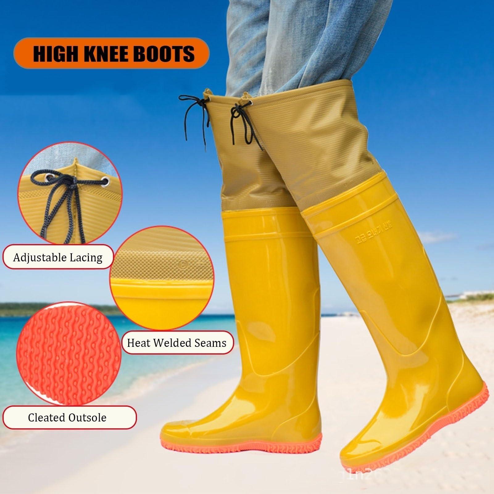 JCWGLY JCWGLY Men Women Hip Waders Boots for Fishing Hunting Lightweight PVC Waterproof Hip Boots Outdoor Rain Boots Knee High 60cm(5.5)