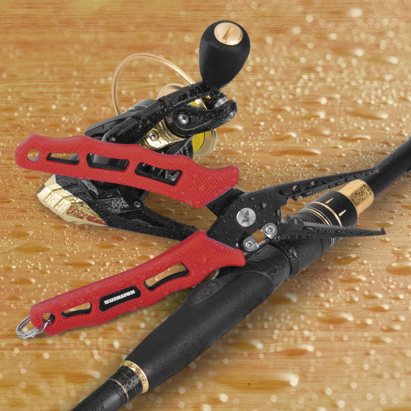 KastKing KastKing Cutthroat 7-inch Fishing Pliers, Saltwater Resistant 420 Stainless-Steel Fishing Tools, Comfortable and Slip Resistant Rubber Handle, Braided Line Cutter, Hook Remover, Crimper and Sheath
