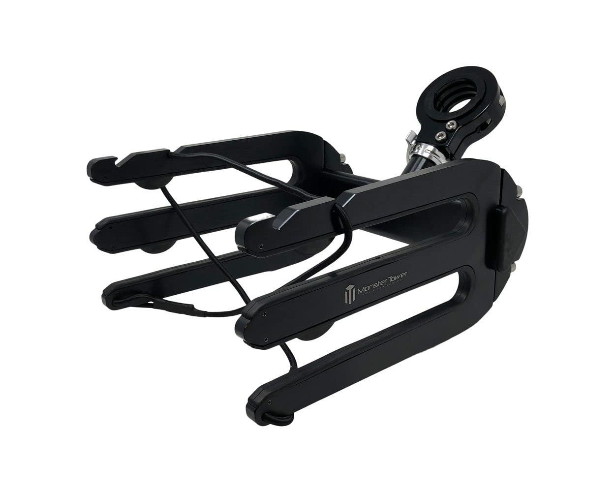 Monster Tower Monster Tower Wakeboard Rack - Quick Release Retractable Mount, Universal Fit for Wakeboard Towers, 360 Degree Rotation, Rubber Bumper, Shock Cord Hard Anodized Black Finish