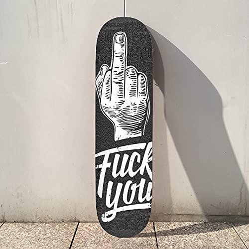Hupery Hupery Middle Finger Sign Skateboard Grip Tape Longboard Griptape Waterproof Grip Tape Sheet Sticker Deck Sandpaper Griptape, 33.1x9.1 inch (Middle Finger)