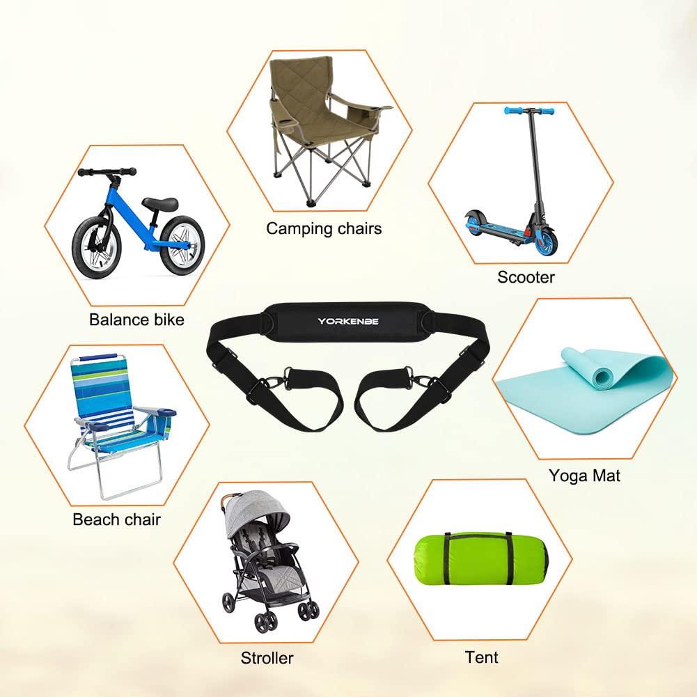 Yorkenbe Yorkenbe 1 Pack Carry Strap for Folding Chair, Adjustable Beach Chair Backpack Straps, Carry Strap for Beach Chair, Backpacking, Picnics, Scooter, Foldable Bikes (Black, 115-195cm) (black, 1pc)