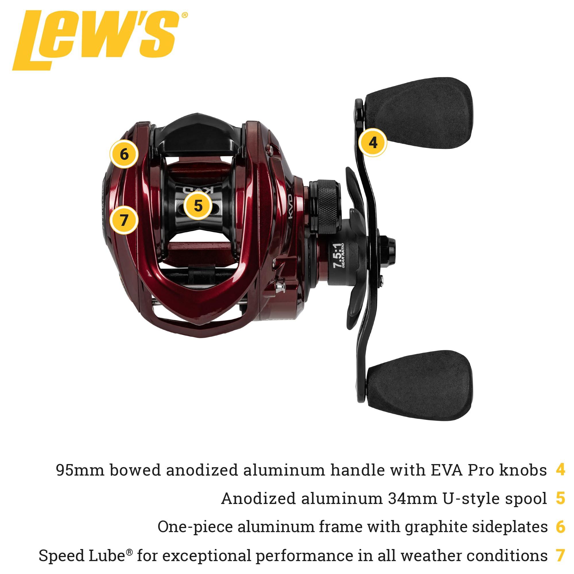 Lew\'s Lew\'s KVD Baitcast Fishing Reel, Aluminum Frame, Premium 10 Stainless Steel Ball Bearings