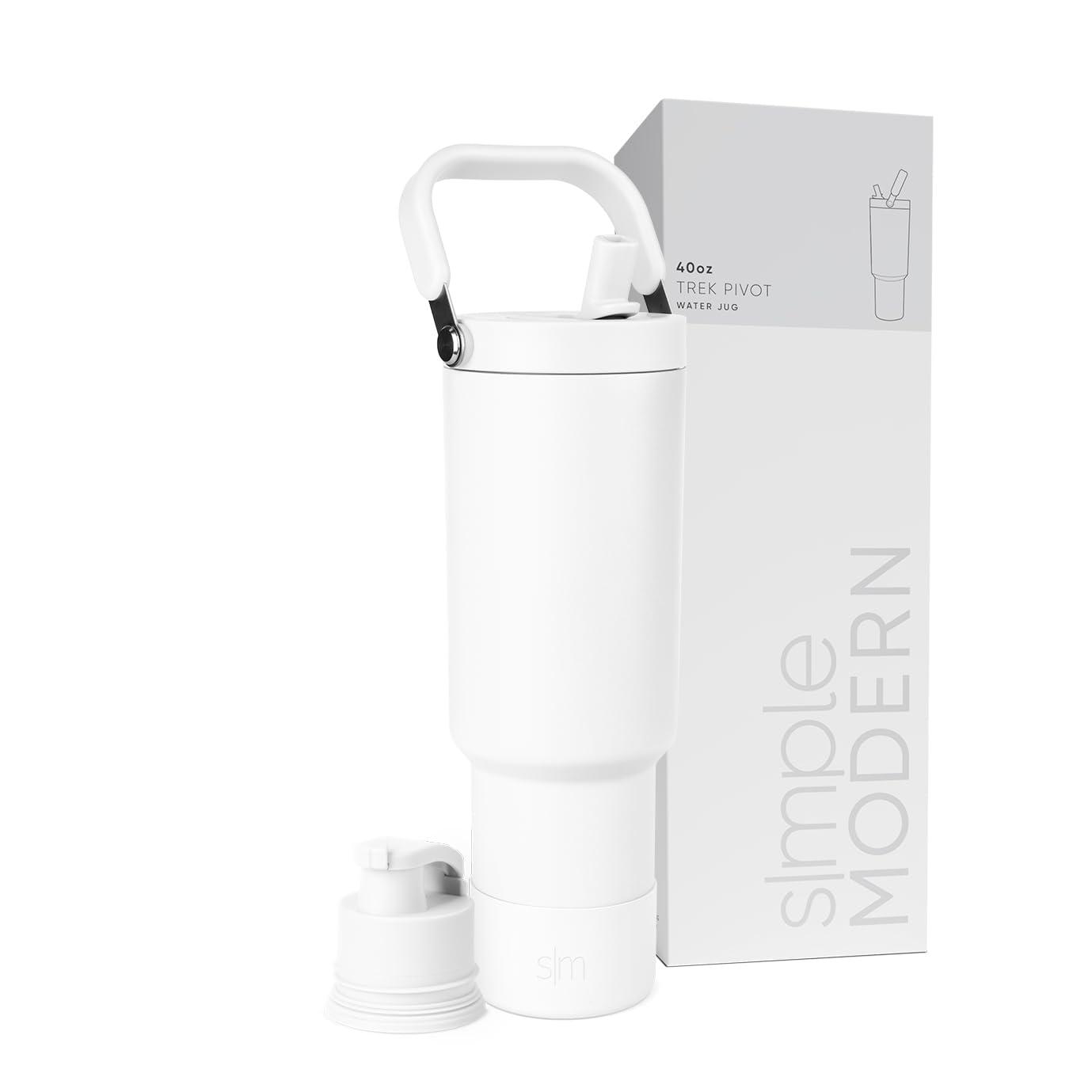Simple Modern Simple Modern Trek Pivot | 40oz Flip Straw Tumbler with Handle | Water Bottle & Boot | Interchangeable Straw & Chug Lids | Insulated Stainless Steel Jug | Gym Sports Outdoors | Winter White