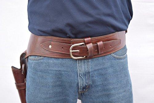 Leathertown USA Gun Holster & Belt Cowboy Western Style Rig .22 Cal Single Drop Holster Standard .22 Barrel Brown Plain Size 34