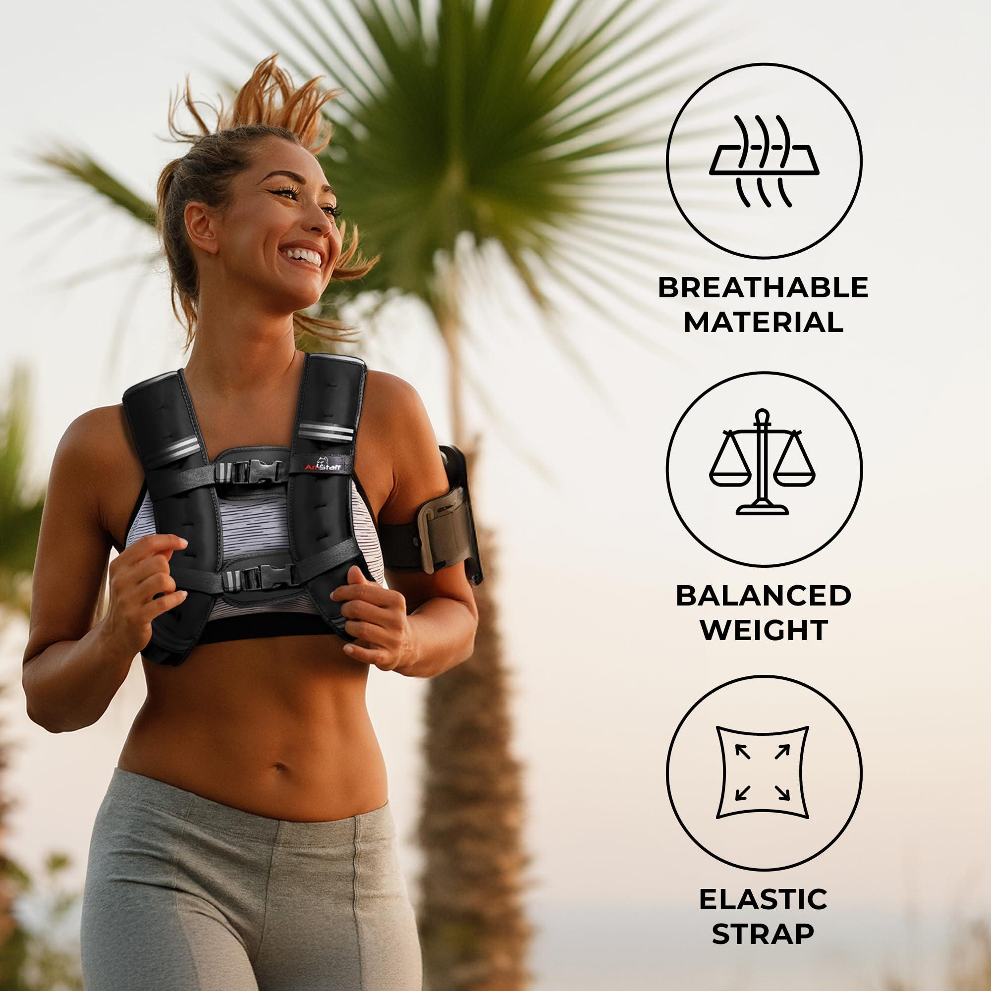 AmStaff Fitness Amstaff Fitness Weighted Vest - Weight Vest for Running, Strength Training & Muscle Building, Features Reflective Stripe for Safe Outdoor Workouts (20lbs, Pink)