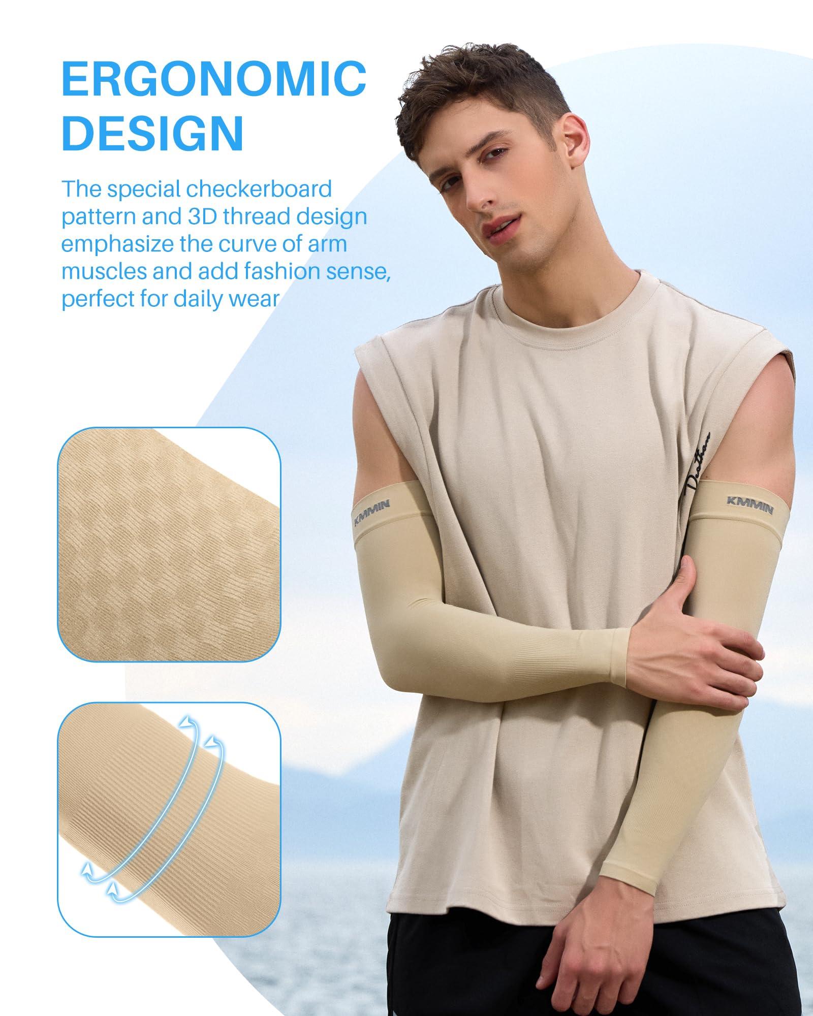 KMMIN KMMIN Arm Sleeves, UV Protection Sleeves for Driving Cycling Golf Basketball Cooling Arm Sleeves UPF 50 Sunblock Protective Gloves for Men Women Adults Covering Tattoos (Navy+White+Green+Beige)