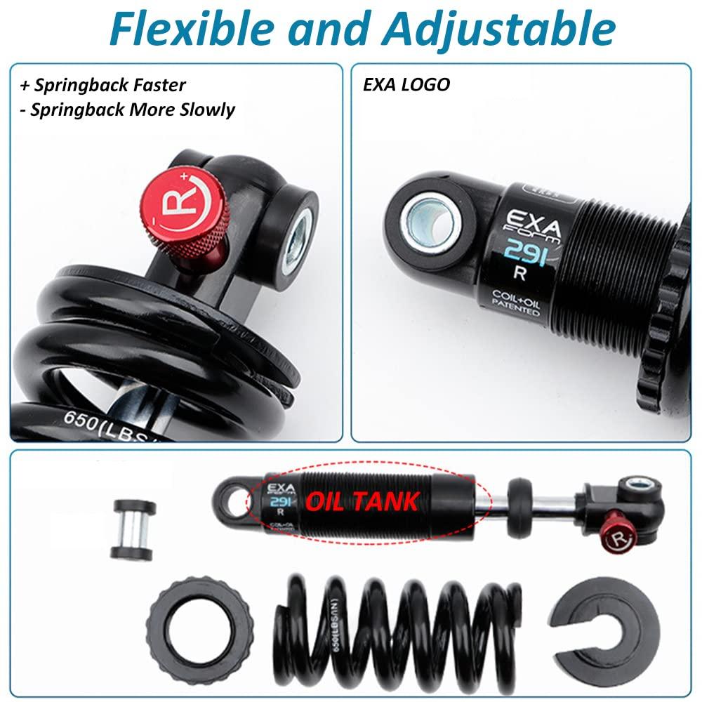 JFOYH JFOYH Coil+Oil Shock Absorber Adjustable Damping Hydraulic Rear Shocks for MTB/E-Bike/Scoters, 125MM/150MM/165MM/190MM 550LBS/650LBS/1000LBS/1500LBS - 165MM*1500LBS