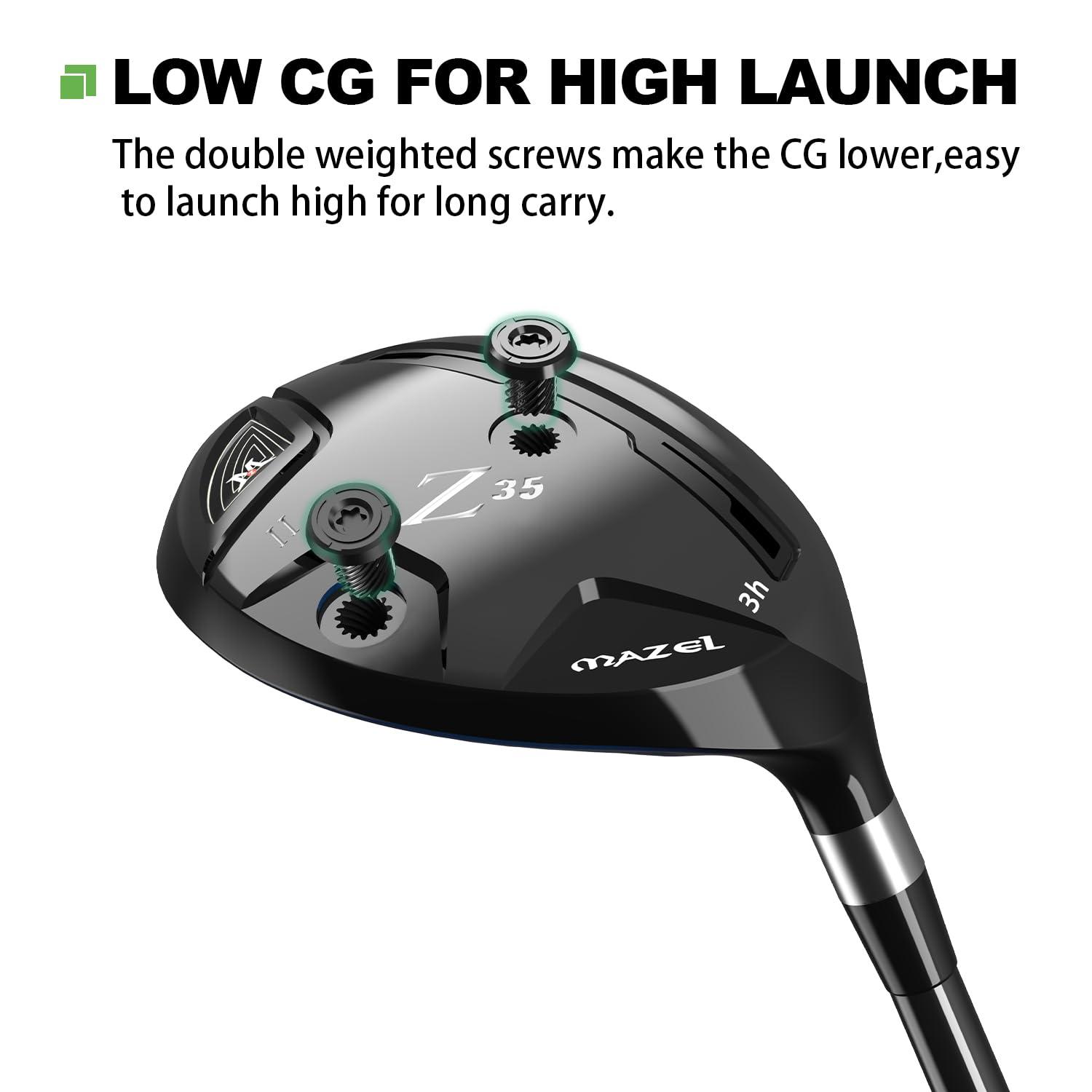 MAZEL MAZEL Rescue Hybrid Golf Clubs for Men - 3,4,5 Hybrid for Right Handed Golfers,Regular/Stiff Flex Graphite Shafts (Graphite(Black,Z35 II), 5 Hybrid, Regular, Right)