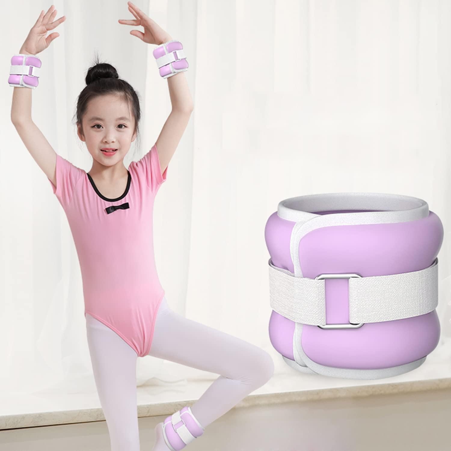 hujio Ankle Weights, Ankle/Wrist Weights for Women, Kids, 2 x 0.3KG/0.5KG Hand Leg Weight for Kids Sandbags, For Child Gymnastics, Dancing, Aerobics Exercise (Size:single0.5KG,Color:Purple)