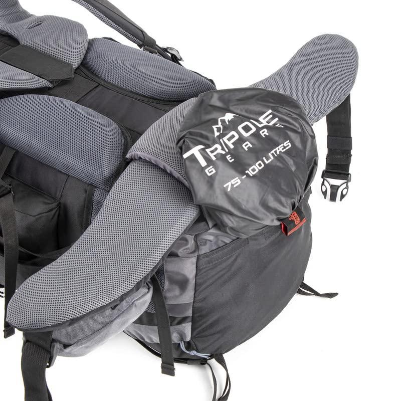 TriPole TriPole Walker 65 litres Rucksack with 20 Litre Foldable Day Pack | Internal Frame with Metal Rod | Rain Cover | Bottom Opening | Laptop Section (Black)