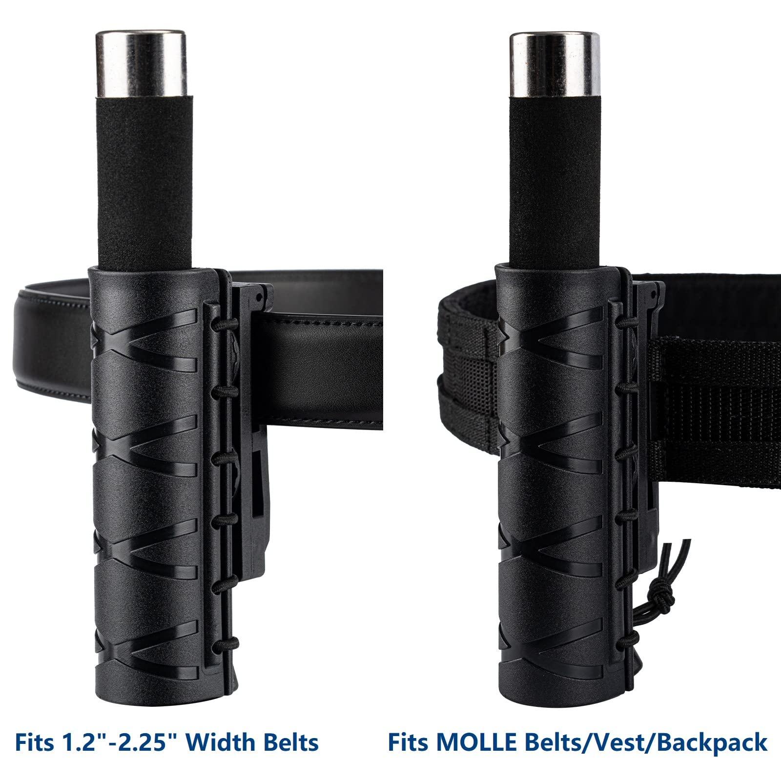 Dotacty Dotacty Baton Holder w/ 360 Degree Rotating MOLLE Clip 16\"-21\"-26\" Telescopic Holster for 1.2\" Diameter Expandable Carry Case Flashlight Carrier Police LE Security Officer Duty Belt