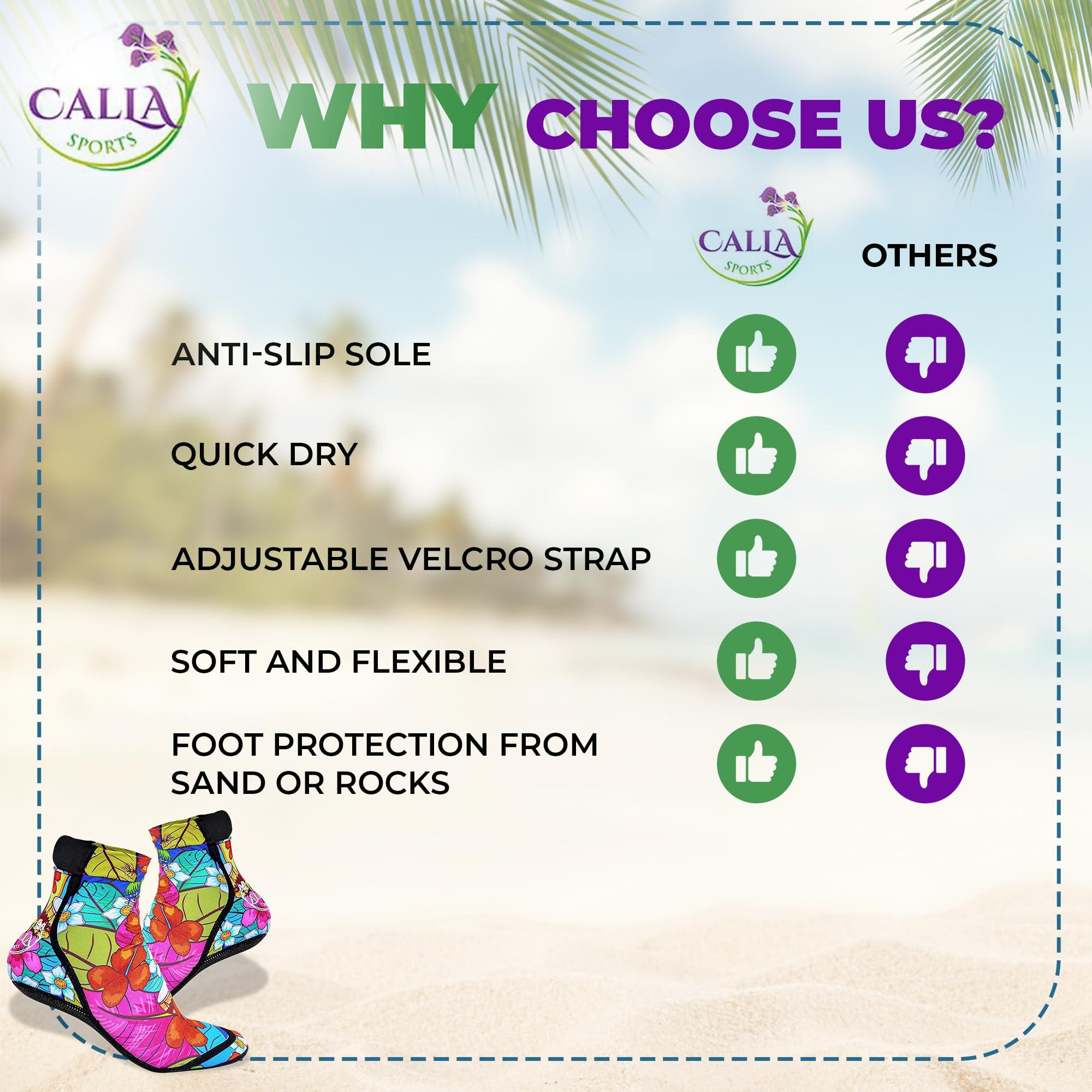 CallaSports CallaSports Neoprene Beach Socks - Water and Sand Socks for Men and Women (X-Large, Hawaiian Flowers)