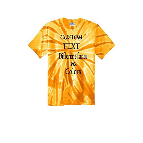 Just Customized Customized Tie Dye T-Shirt for Adults Personalize with Your Any Custom Text Gold