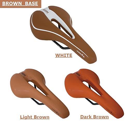 GORIX GORIX Bike Saddle Seat Comfortable Cushion with Rail Mountain Road Bicycle for Men and Women (GX-C19) (Light Brown)