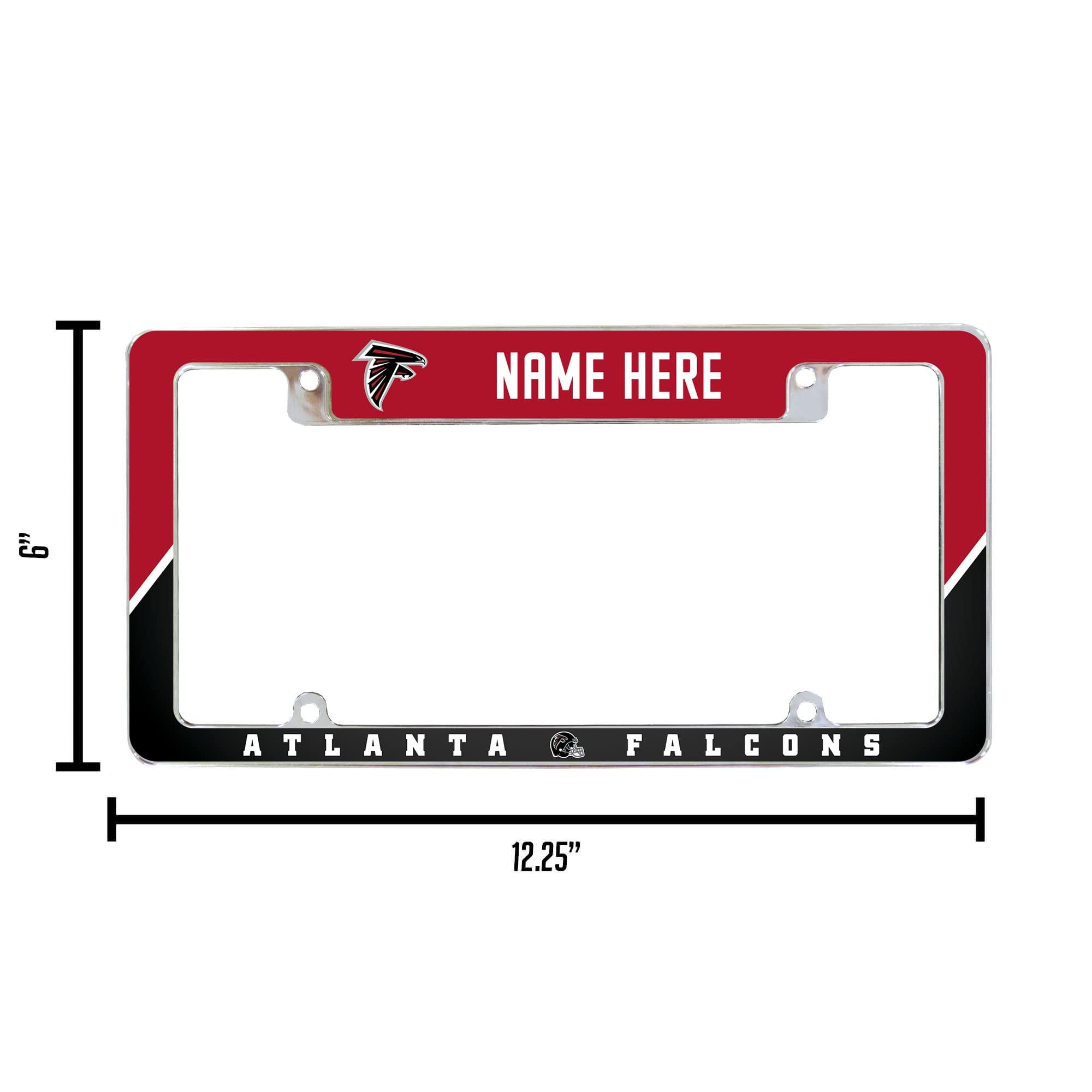 Rico Industries Rico Industries NFL Football Atlanta Falcons Personalized/Custom 12\" x 6\" Chrome All Over Automotive License Plate Frame for Car/Truck/SUV