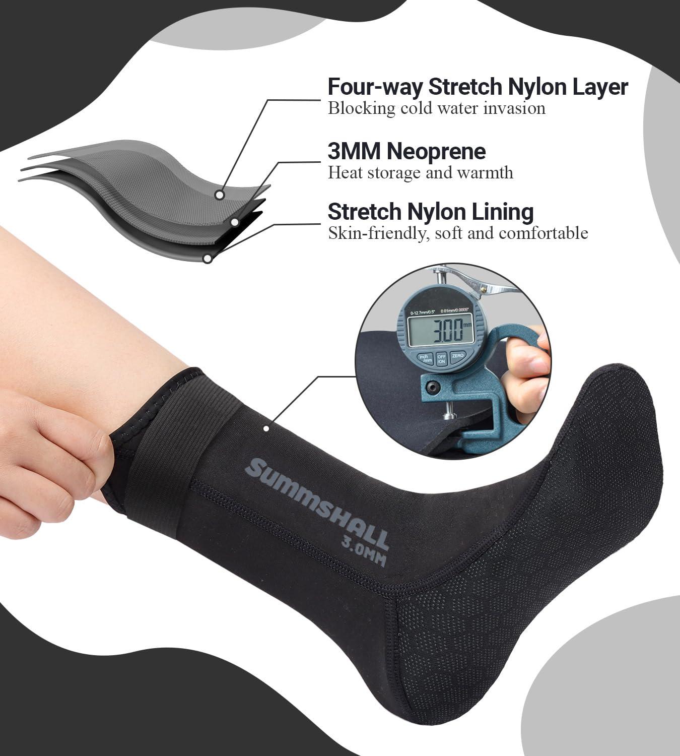 Summshall Summshall Neoprene Socks 3mm Wetsuit Socks Anti-Slip Keep Warm Diving Socks for Men Women Swim Socks Water Sport Snorkeling Swimming Surfing Sailing