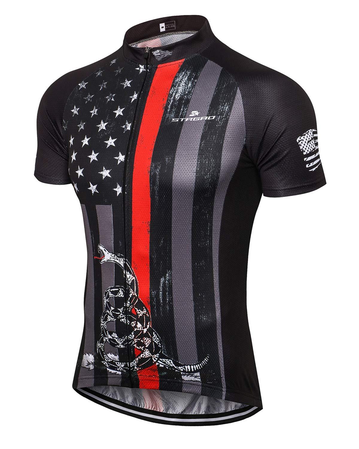 LLAI STRGAO Strgao Men's Cycling Jersey Bike Short Sleeve Shirt Medium White