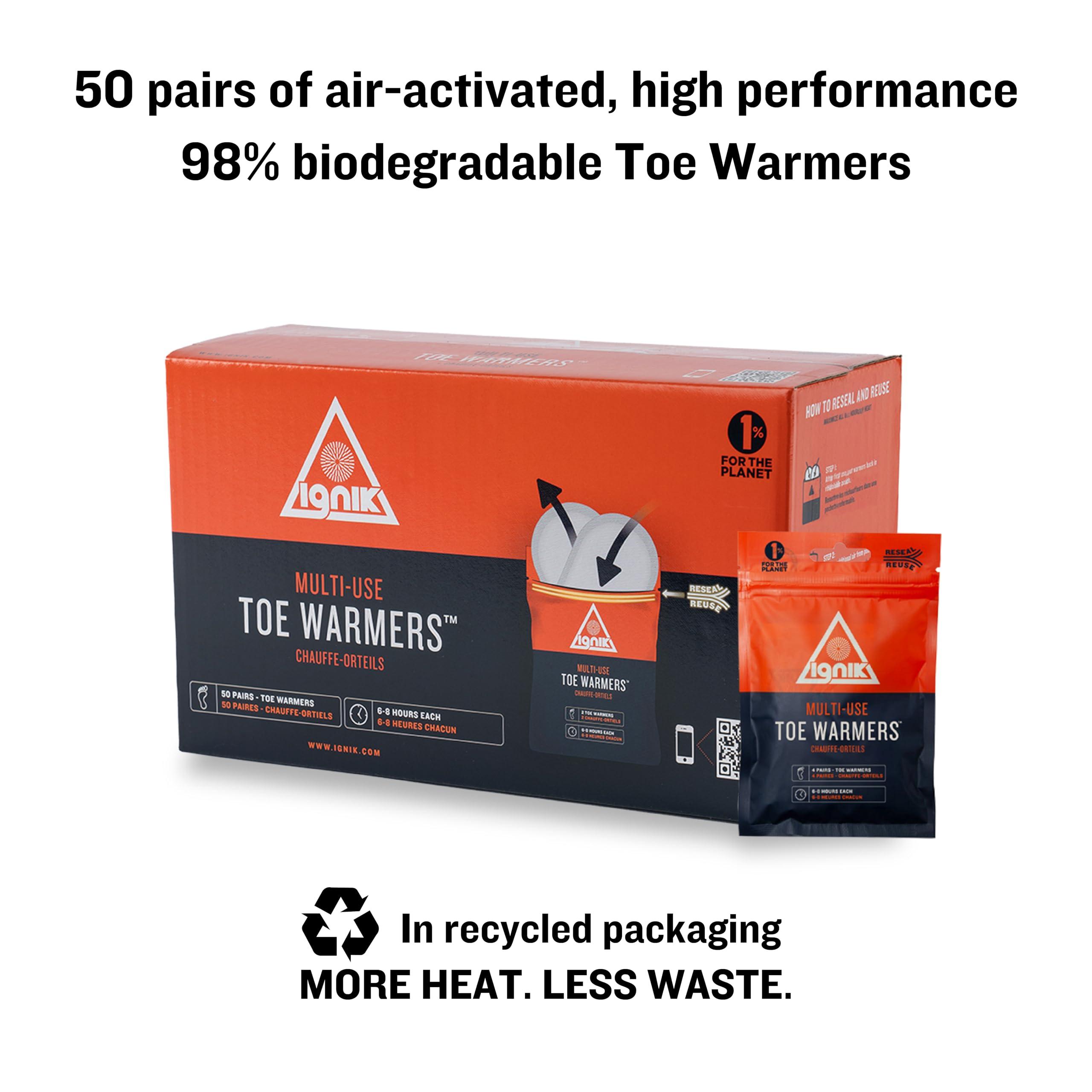Ignik Ignik 8-Hour Compostable Toe Warmers with Resealable AirBarrier Pouch, 50 Pairs