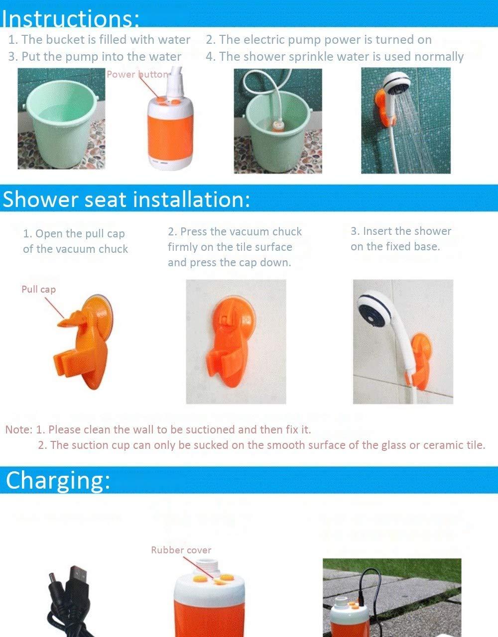 Iron Hammer Iron Hammer Portable Shower Camp Shower Rechargeable Shower high Capacity 4800mAh Camping Shower pet Shower Model:ES01