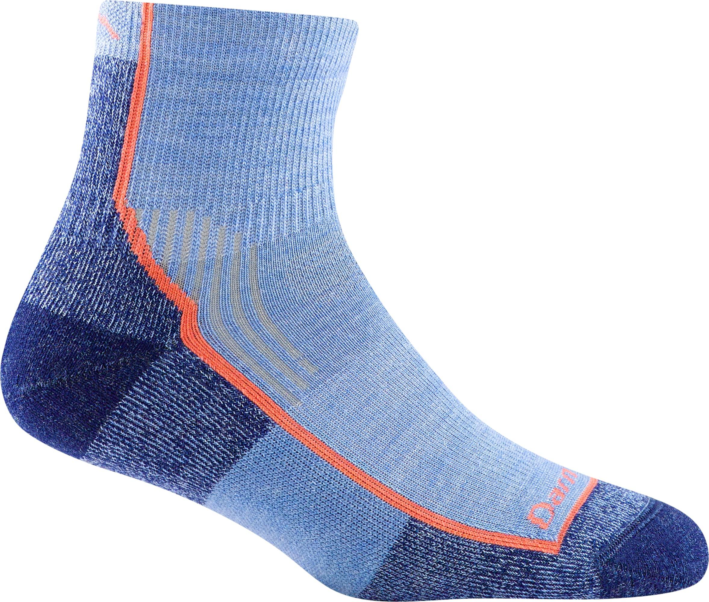 Darn Tough Vermont Darn Tough Vermont Women's Hiker 1/4 Midweight with Cushion Hiking Sock (Style 1958) - Blue/Dusk Denim, Small