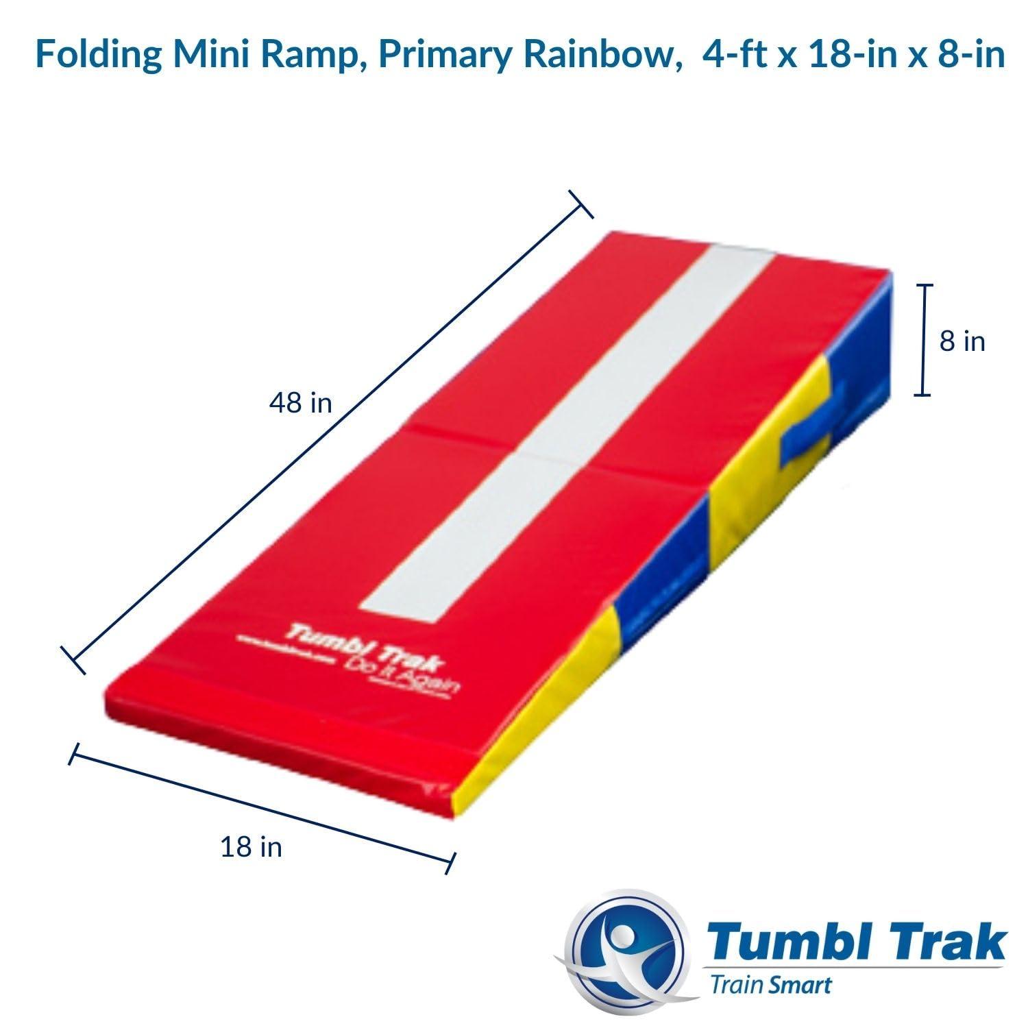 Tumbl Trak Tumbl Trak Folding Mini Ramp, Primary Rainbow, 4 ft x 18 in x 8 in