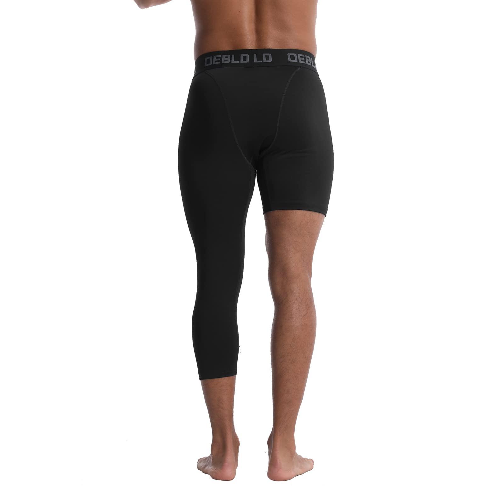 OEBLD OEBLD Single Leg 3/4 Compression Tights, Unisex Sports Compression Pants, One Leg Basketball Leg Sleeves Athletic Workout Leggings Tights, Light and Strenchable