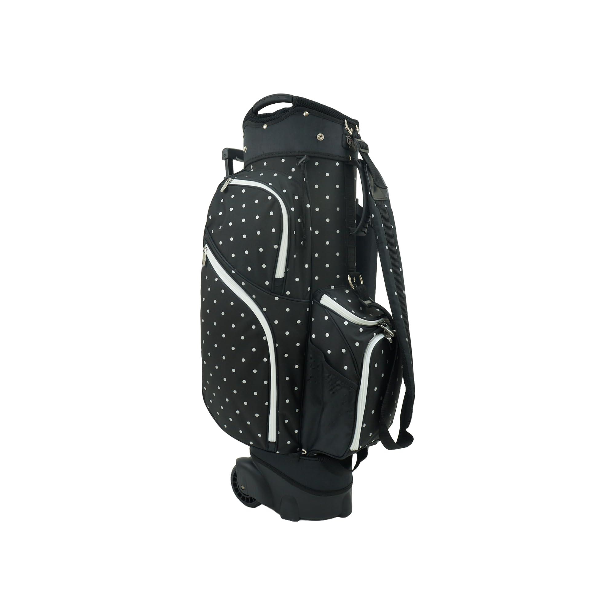 RJ GOLF RJ Sports Carter 14 Way Divider Top Transport Golf Cart Bag with Wheels/Handle (Polka Dot)