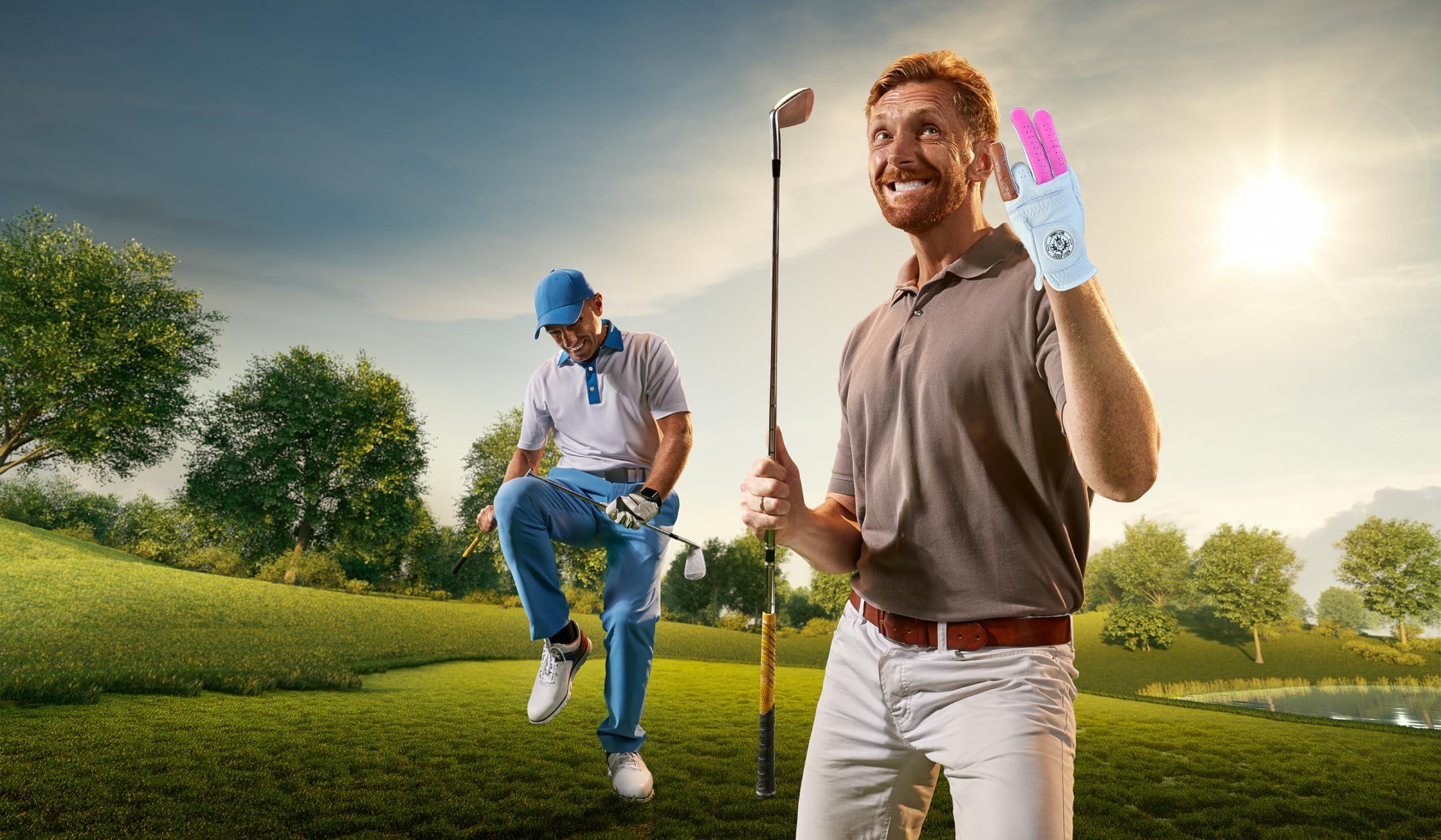 Scale Wear Design Shocker Funny Golf Glove Mens - Golf Accessories for Men, Adult 100% Cabretta Leather White Golf Gloves with Extra Grip, Shocker Fun Mens Gag Gift, Left or Right Hand, Small to XXL Sizes