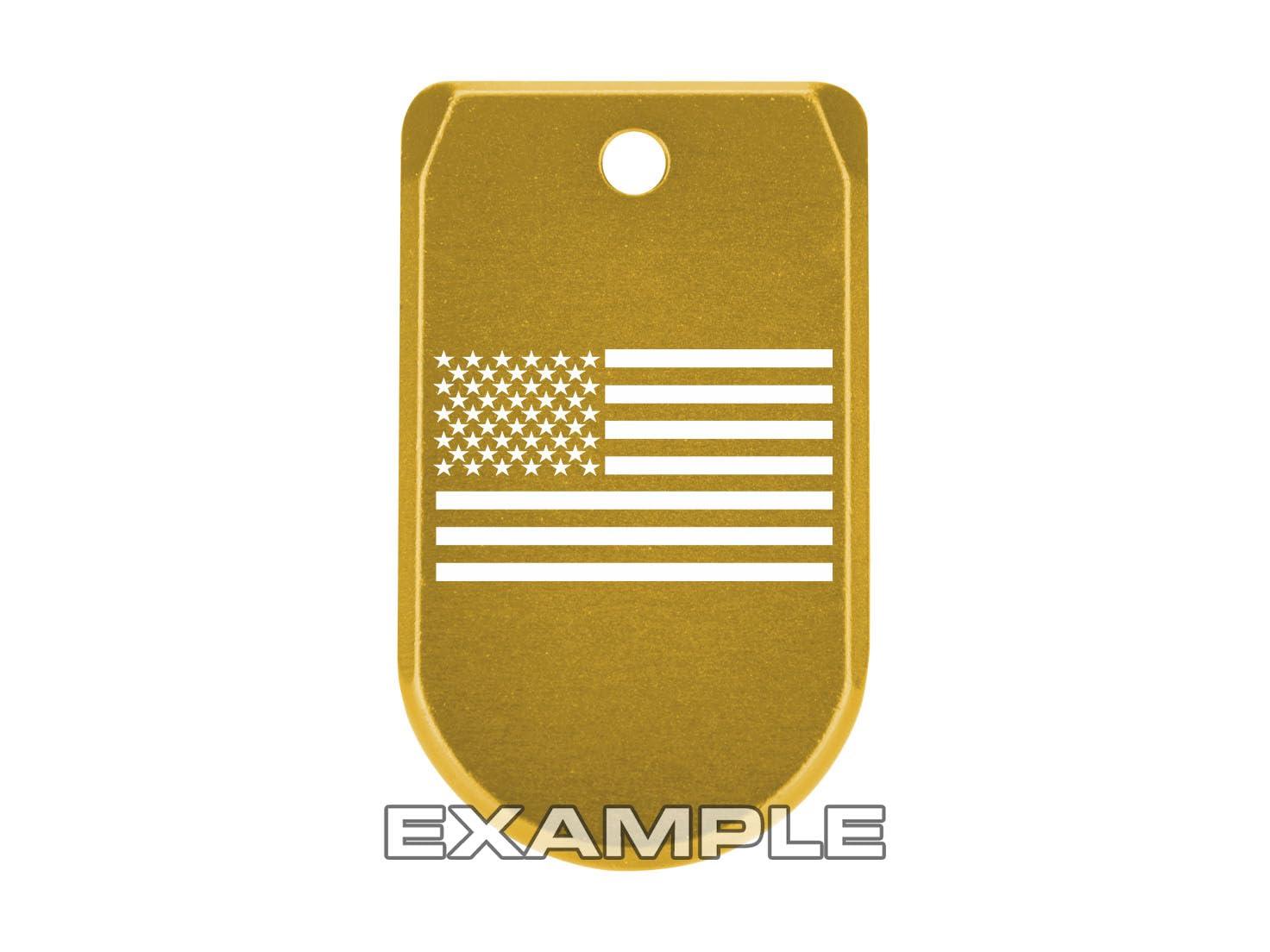 NDZ Performance NDZ Performance Magazine Base Plate Finger Extension for Sig P365 .380 ACP, Laser Engraved Anodized Aluminum in Gold - Trucker Mudflap Girl