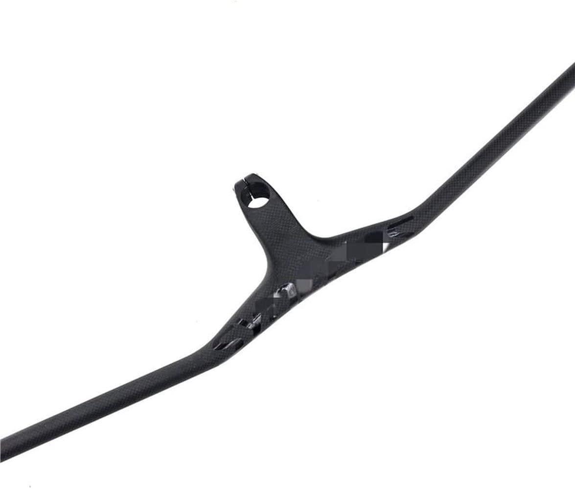 QQY QQY Carbon Fiber Integrated Mountain Bike Handlebars, -17 Degree 3K Matt Integrated Straight Flat MTB Bike Handlebar with Stem Riser (680mm,90mm)