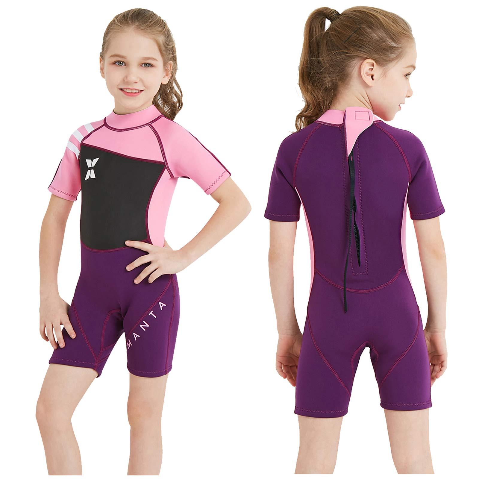 NATYFLY NATYFLY Kids Wetsuit, 2.5mm Neoprene Thermal Swimsuit, Shorty Wetsuit for Girls Boys and Toddler, Short Sleeve Kids Wet Suits for Swimming