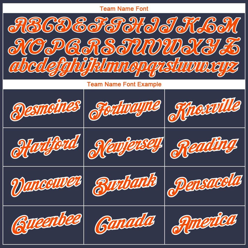 LTOCMKIY Custom Men Navy Orange White Baseball Jerseys Crew Neck Personalized Women Youth Baseball Hip Hop Shirts Sports Uniform for Men Women Youth