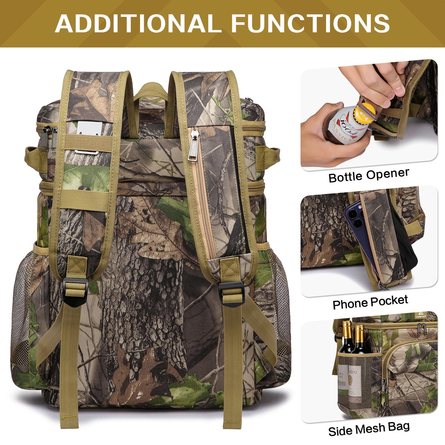 Laripwit Laripwit 54 Cans Backpack Cooler Insulated Leak-Proof Cooler Backpack Double Deck Lunch Backpack for Men Women - Perfect Soft Cooler Bag for Tactical, Camping, Picnic, Beach, Hiking