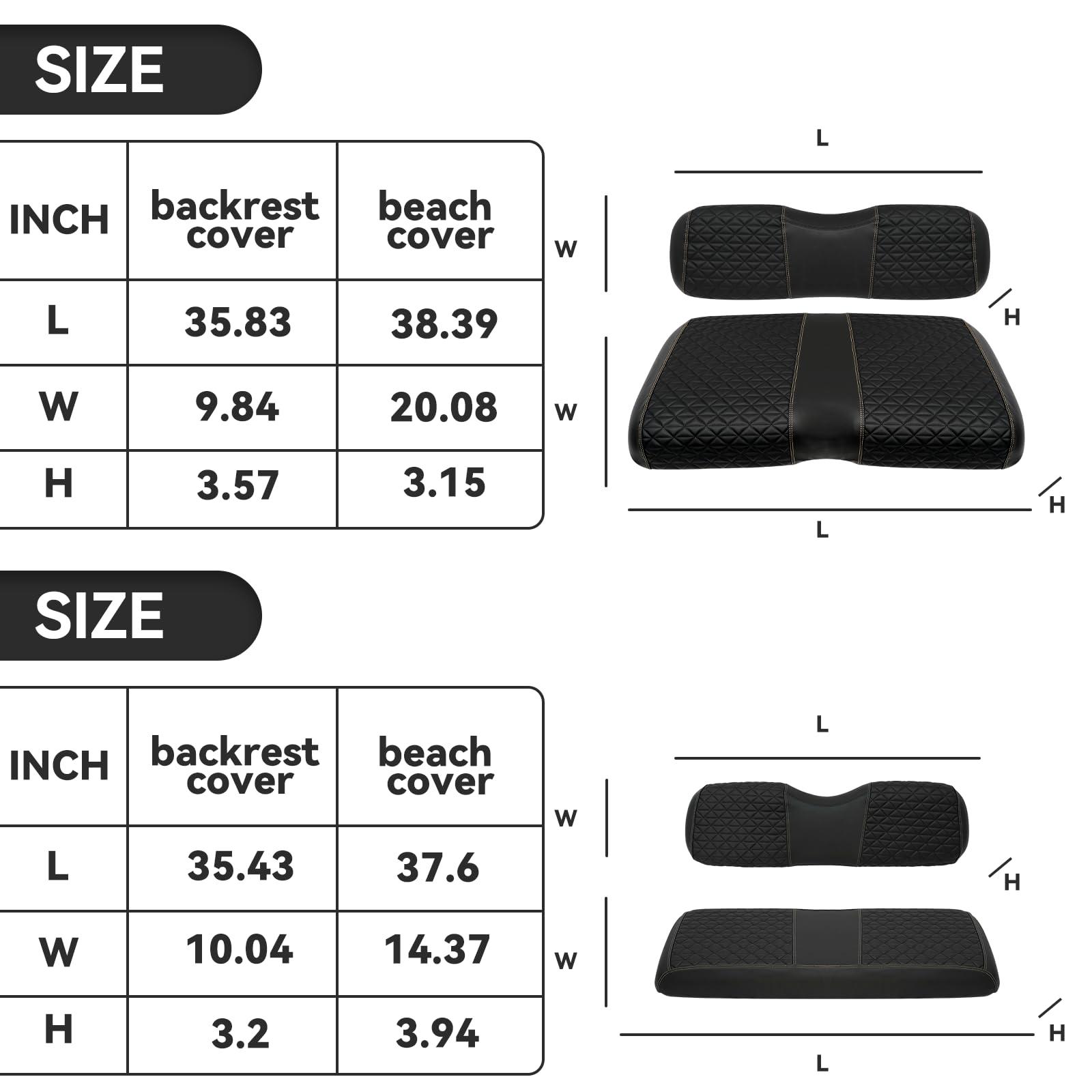 XUANYUDG0769 XUANYUDG0769 Golf Cart Front and Rear Seat Covers for 2008+ EZGO RXV Golf Cart and B-Shaped Aftermarket Rear Seat, Vinyl Leather Made/Adjustable Straps and Retractable Buckle/No Stapler Required,4PCS