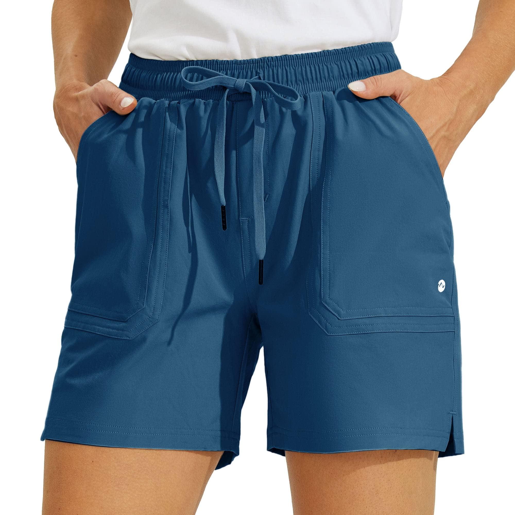 Willit Willit Women's 5" Hiking Shorts Golf Athletic Outdoor Shorts Quick Dry Workout Summer Water Shorts with Pockets Blue Ashes XXL
