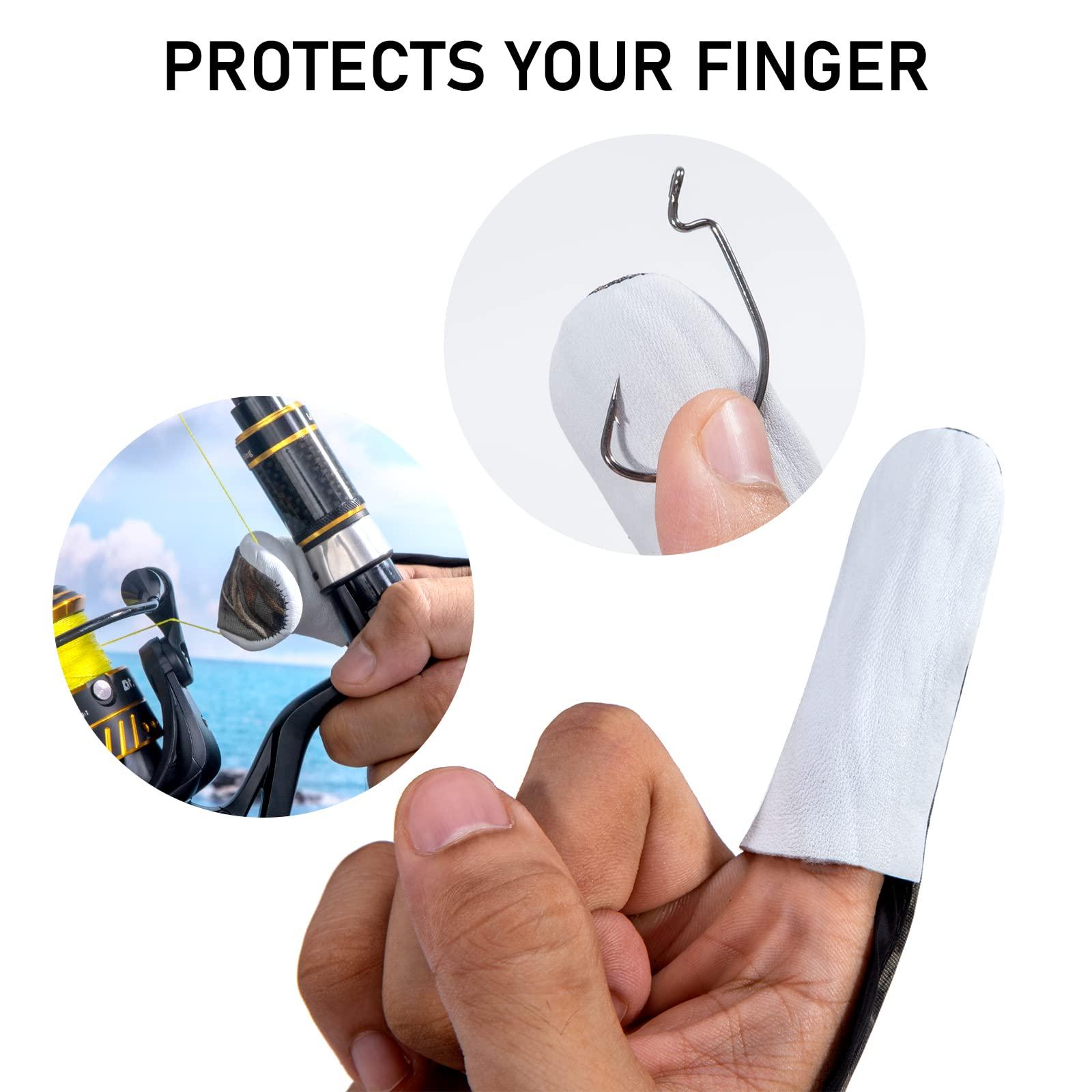 Dr.Fish Dr.Fish 2 Pieces Fishing Gloves Casting Finger Stall Protector Anti-Slice Saltwater Trolling Surf Fishing Braid Line Anti-Slip Cooftable Woolen Size XXL